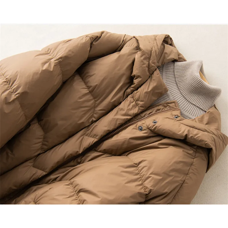 2023 Autumn Winter Women Hooded Down Coat Warm Thick White Duck Down Jacket Female Casual Loose Oversize Parkas Puffer Outwears