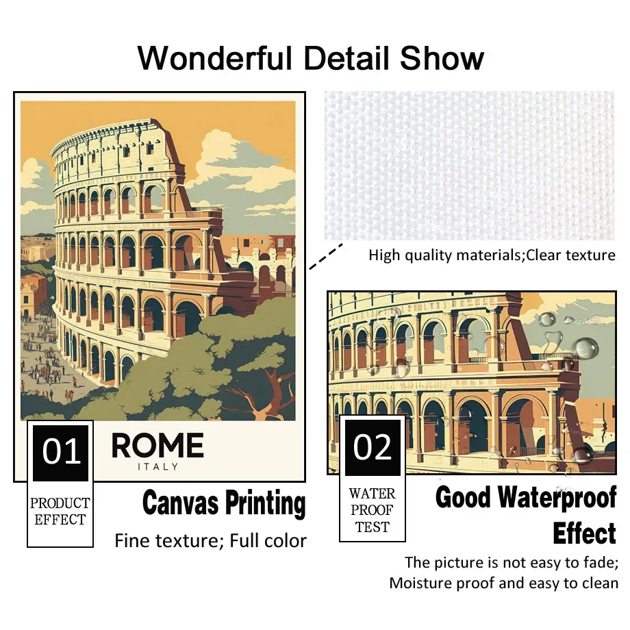 لوحة قماشية اسكندنافية لديكور غرفة المعيشة ، ملصقات ، مطبوعات ، صور ، فن جداري ، مدينة سفر ، روما ، صوفيا ، فيينا ، مدريد ، باريس #4