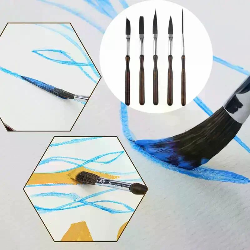 1/5Pcs Pinstriping Brush High Performance Detail Brush Portable Watercolor Oil Painting Brushes For Art Drawing Hand-painted