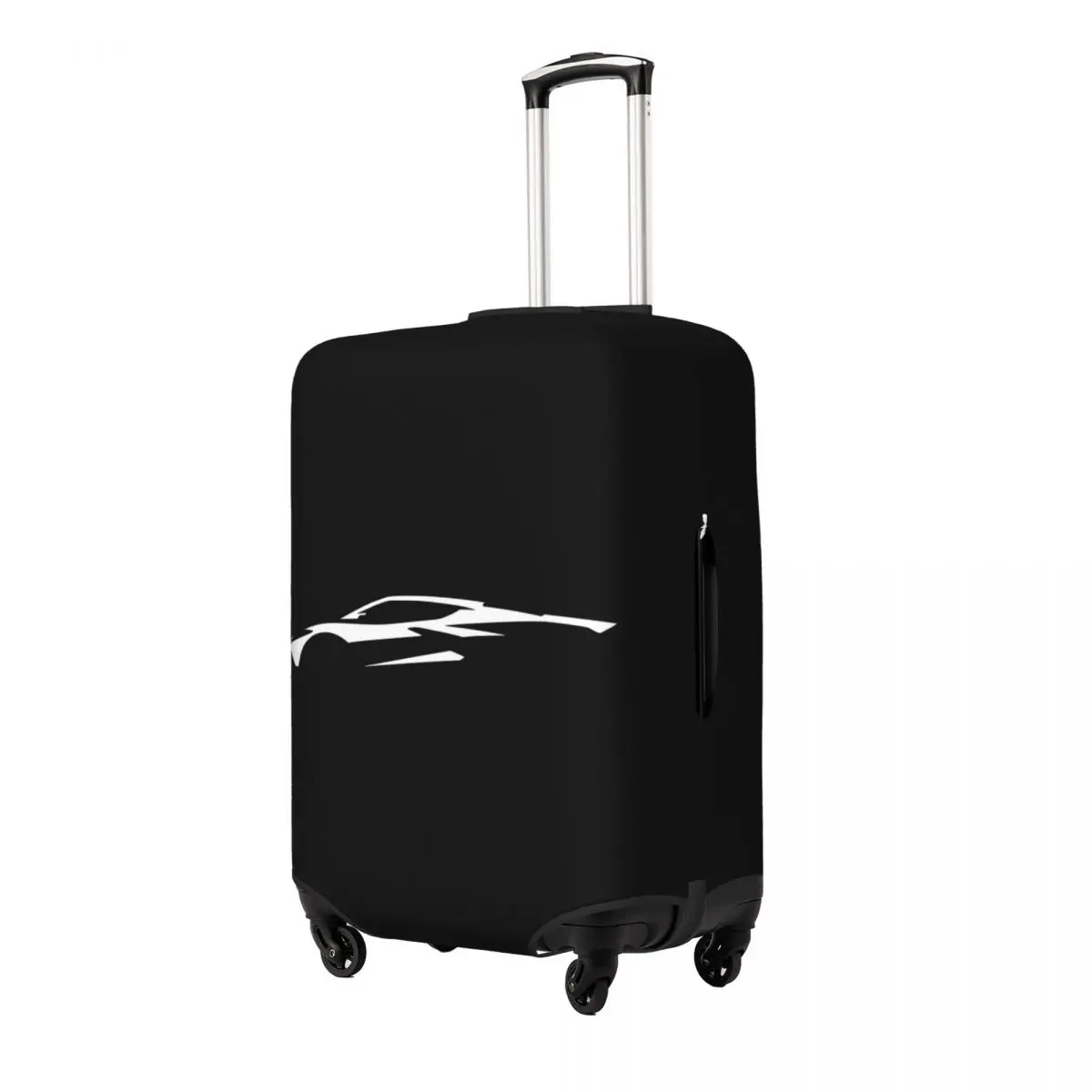 

Chevrolet Corvette C8 Silhouette - White Suitcase Cover Protection Elastic Trip Luggage Protector Covers for 18-32 Inch