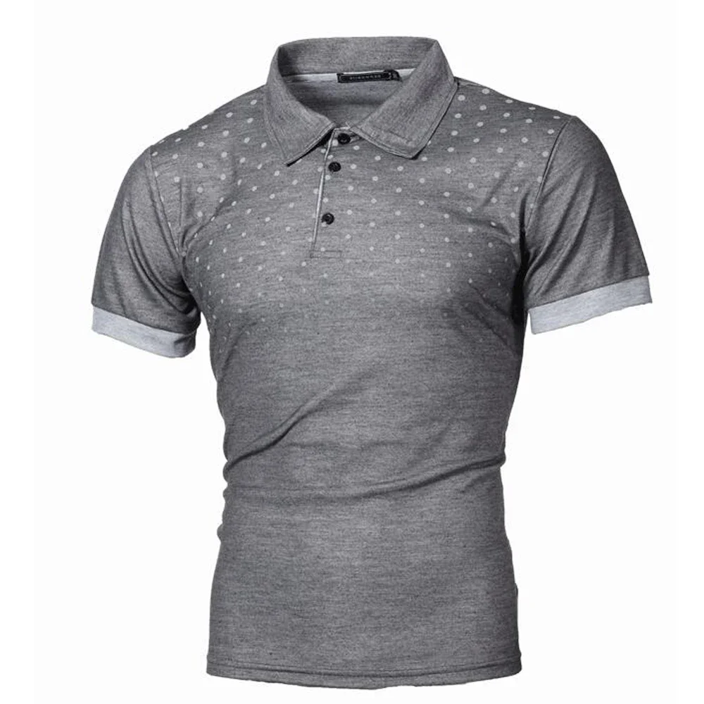 Summer Men T-shirts Casual Male Half Button Short Patchwork Sleeve Slim Dot Print Business Workwear T shirt Top BSD-ZT123