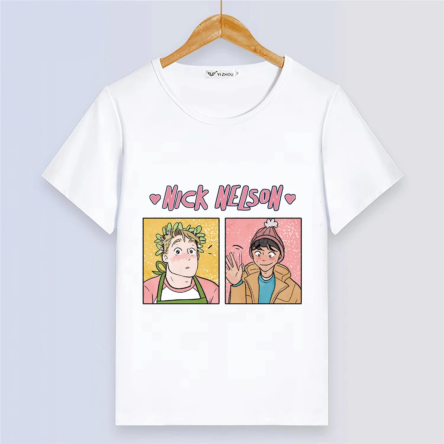Anime Heartstopper Nick Nelson Summer Short Sleeve T Shirt Cartoon Printing White T-shirt Girls Tops Clothes Modal Tee Shirts
