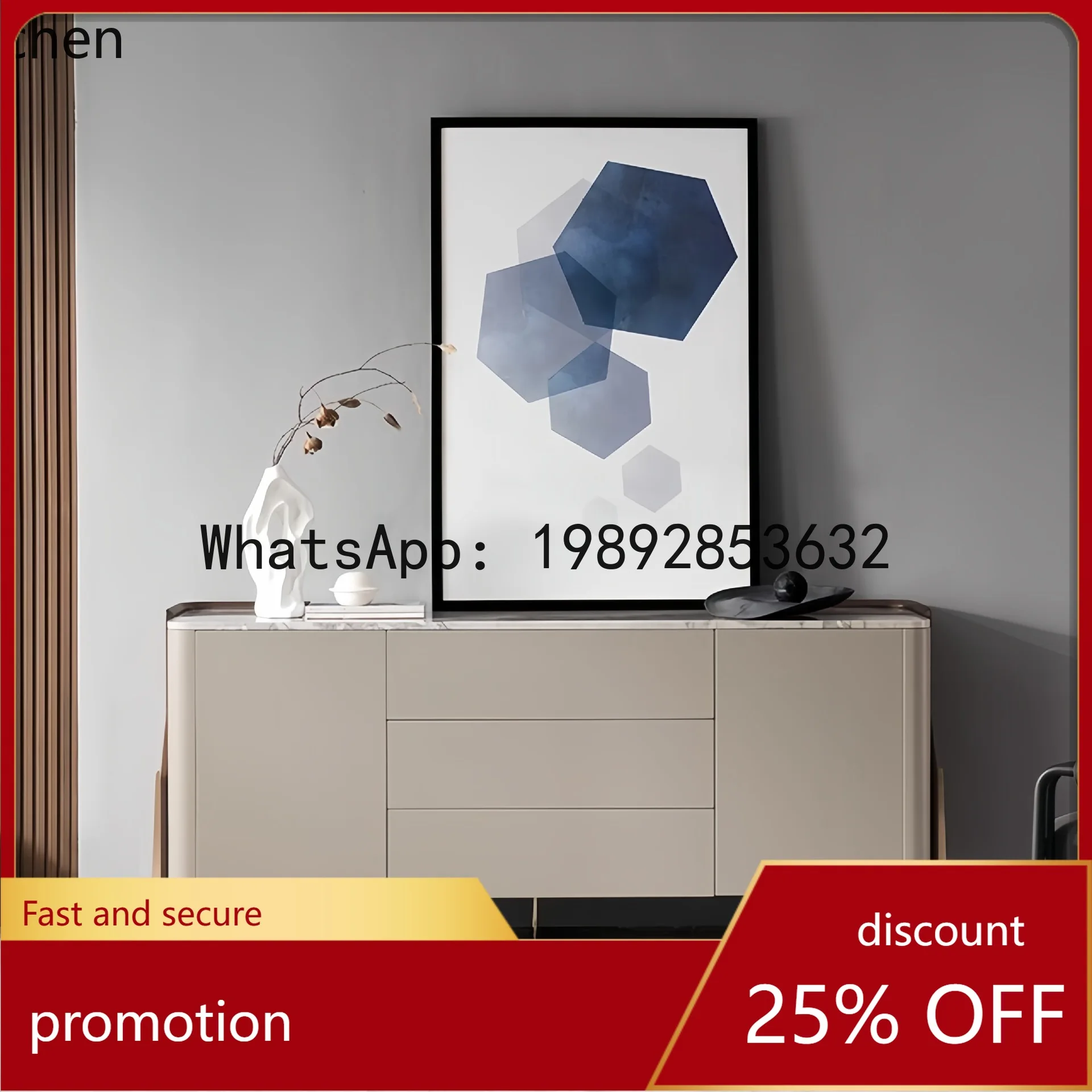 

YFY Style Natural Marble Sideboard Modern Minimalist Storage Cabinet Dining Room Home Entrance Floor Cabinet