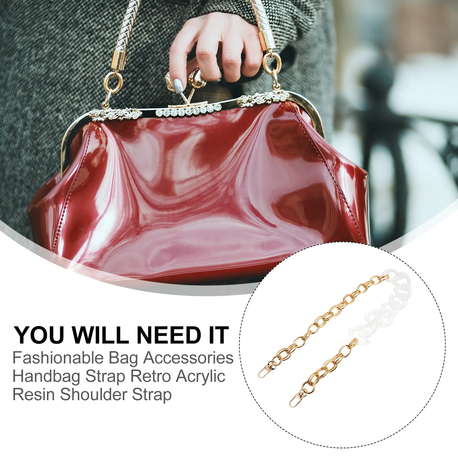 

Resin Long Chain Clutch Decorative Handbag Chain Strap For Diy Tote Bag Accessories Bag Chains Handbag Replacements