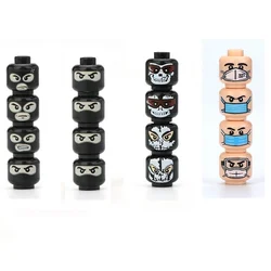 4PCS/sets Face Heads Helmet Soldier Police City Building Mini Action Figures Accessories Military Army Blocks Toys for Boy Gift