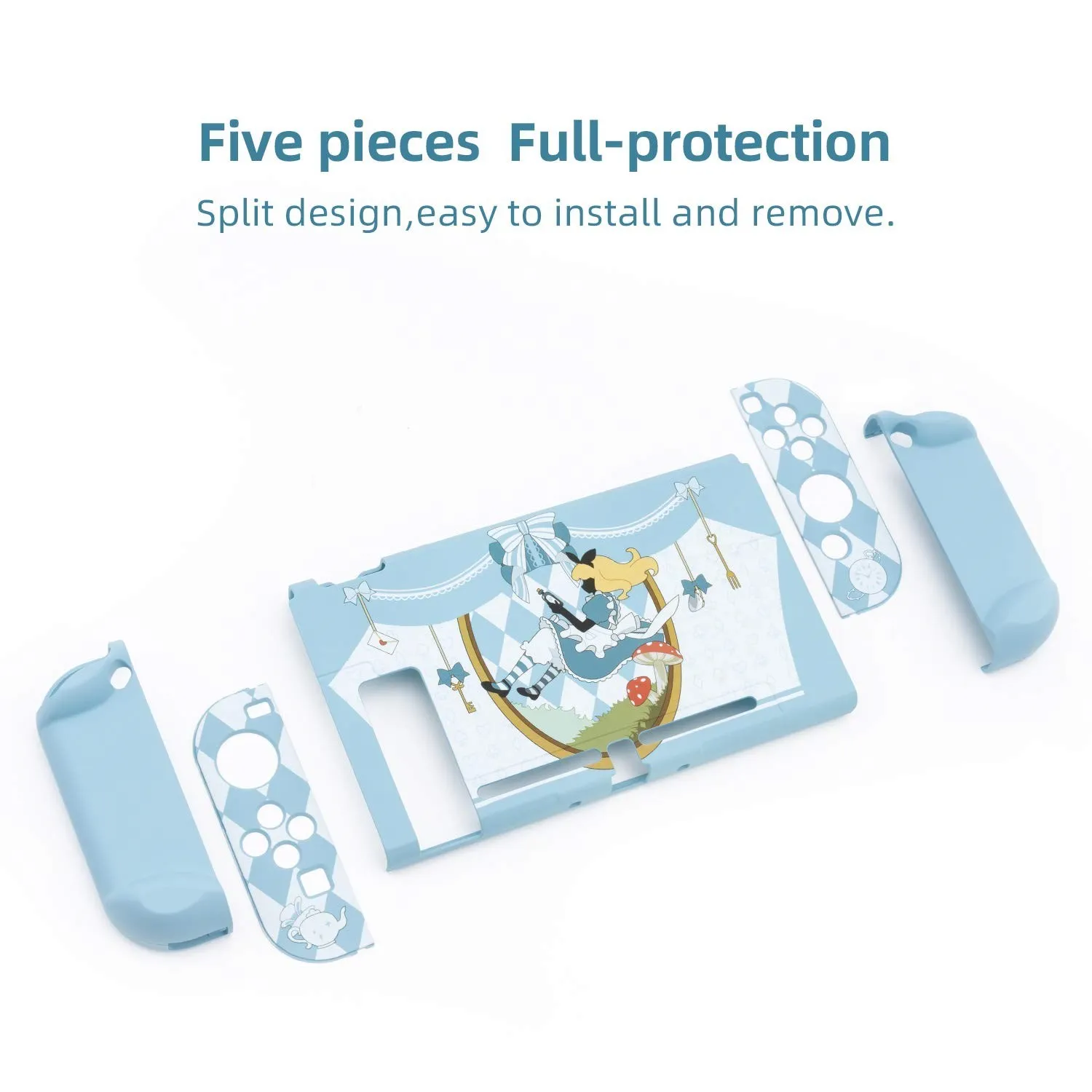 Geekshare Nintendo Switch 이상한 나라의 앨리스 보호 케이스 소녀 하드 커버 백 그립 쉘 닌텐도 스위치 액세서리