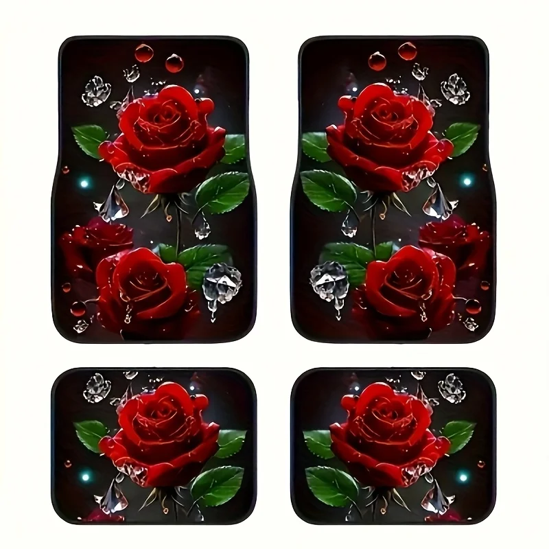 [almofadas-antiderrapantes-para-carro]-4-pecas-conjunto-de-tapetes-antiderrapantes-para-todos-os-climas-rosa-vermelha-cobertura-completa-dianteira-e-traseira-para-veiculo-interio