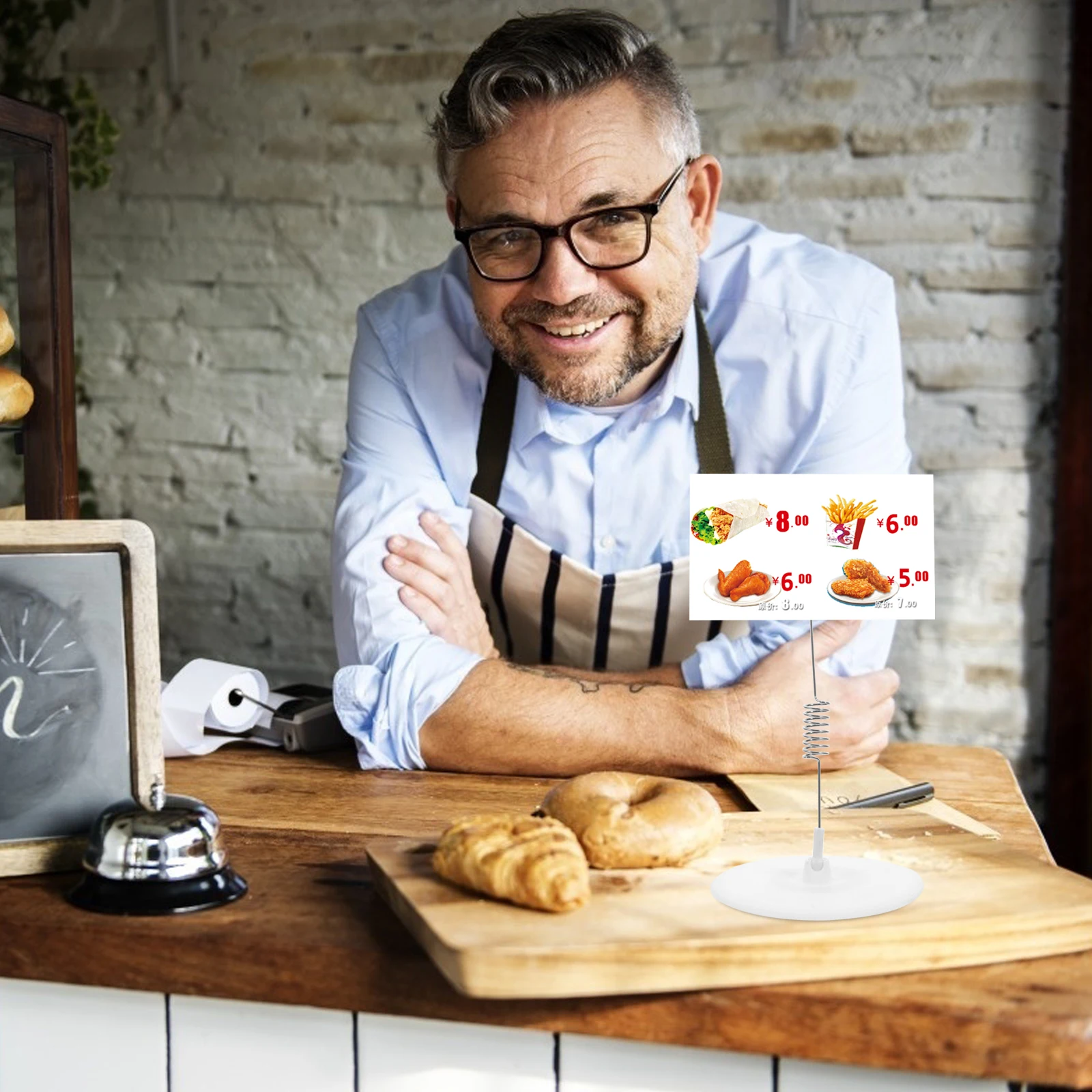 

6 Pcs Sticky Swing Clip Poster Holder Stand Adhesive Sign Mechanical Display Signs Abs Brochure