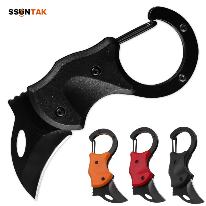 

SSUNTAK 2Pcs Mini Portable Knife Peeler Multifunctional Folding Pocket Keychain Stainless Steel for Unboxing Outdoor Camp Hike