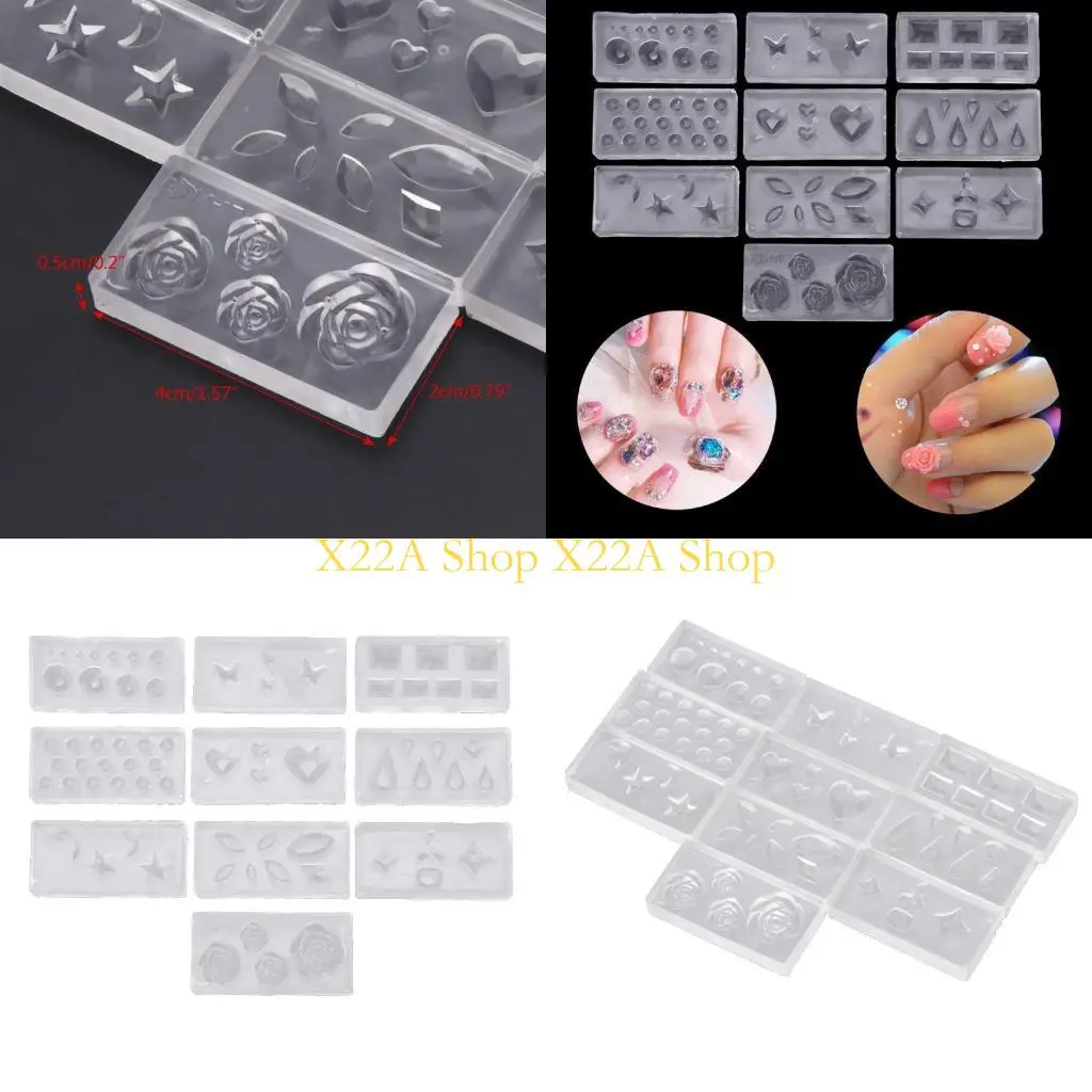 

Unique 10Pcs DIY Art Silicone Mold Leaves Flower Template Acrylic UV Gel DIY Tool