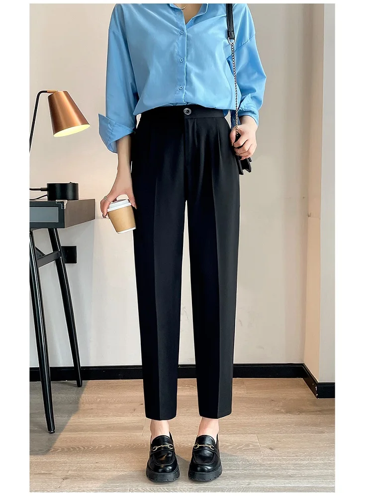 Women Suits Pants Spring Casual Formal High Waist Women Pants Y2K Korean Fashion Office Ladies Elegant Black Pencil Trousers