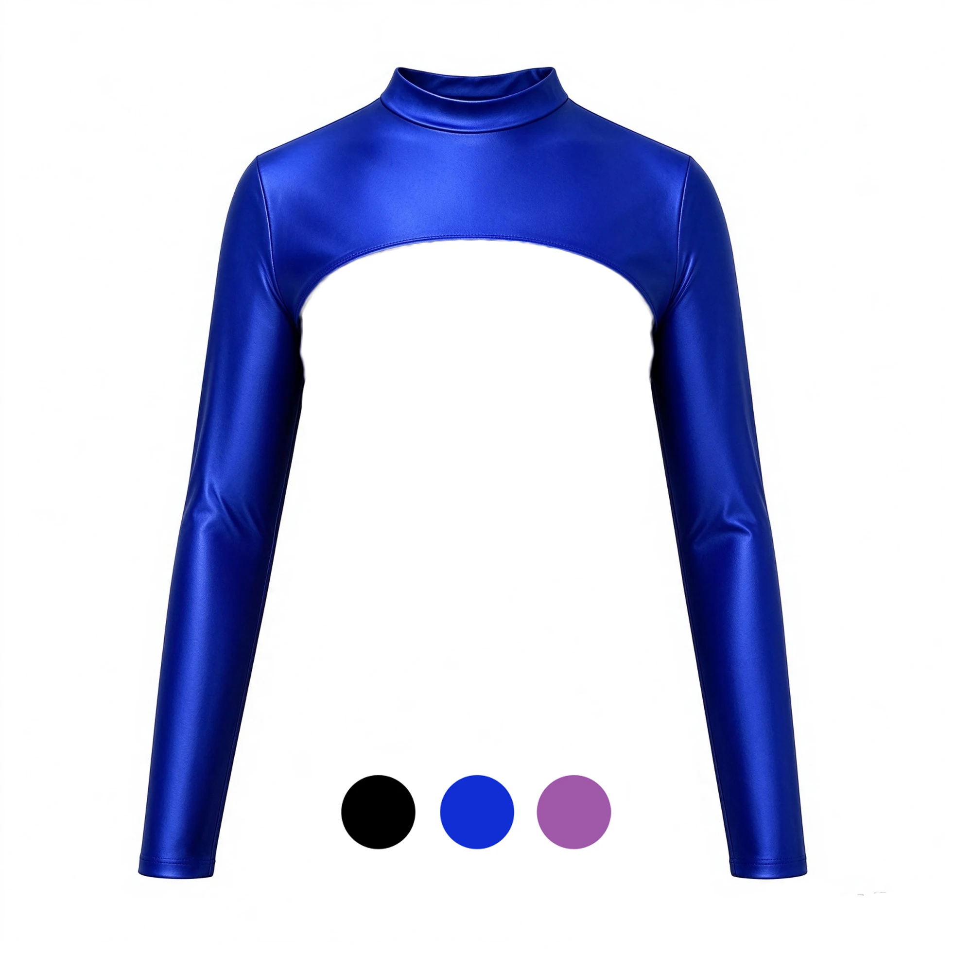 XClocKNYoung satin glossy top oil glossy decoration random mix and match Long sleeved high neck Yoga leisure beach swimsuit