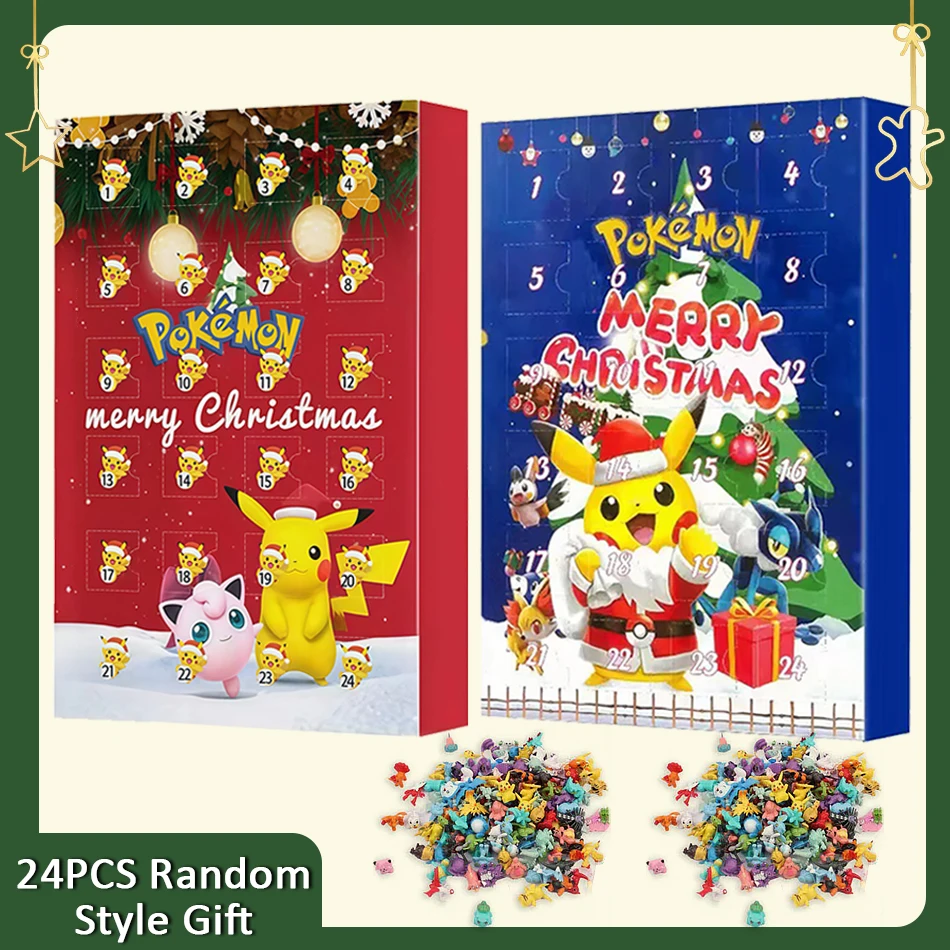 

ГОРЯЧИЙ Рождественский адвент-календарь с покемонами, 24 шт., каваи, Пикачу, аниме-фигурки, детские игрушки для мальчиков и девочек, детские рождественские подарки