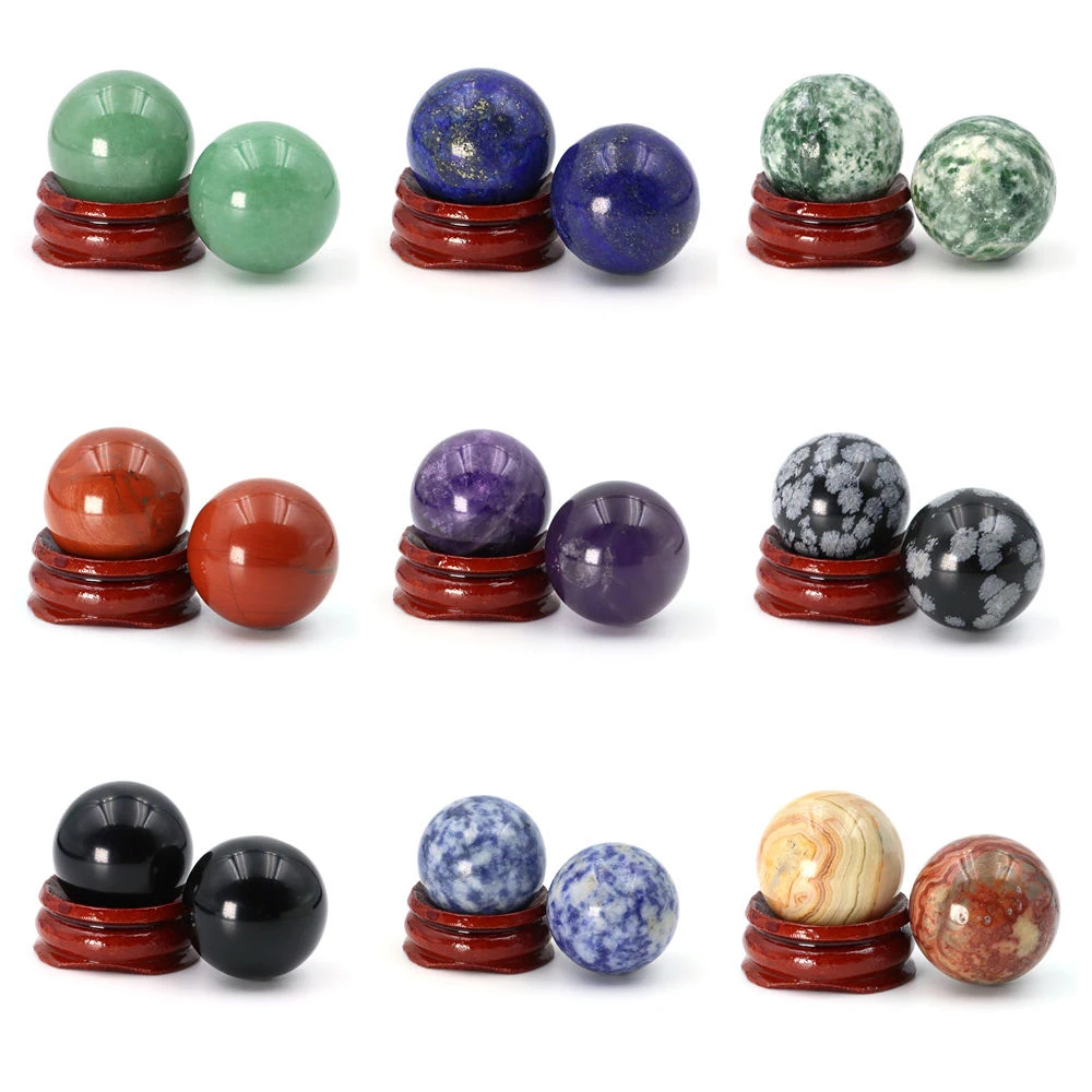 Boule de cristal de 25 mm, pierres naturelles, pierres précieuses de guérison, sphère de quartz améthyste, globe énergétique, chakra, méditation, balles de massage, décoration de la maison