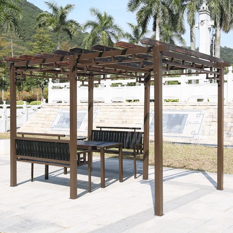 Grape rack courtyard preservative wood outdoor pavilion swing shading canopy carbonized wood plastic wood climbing