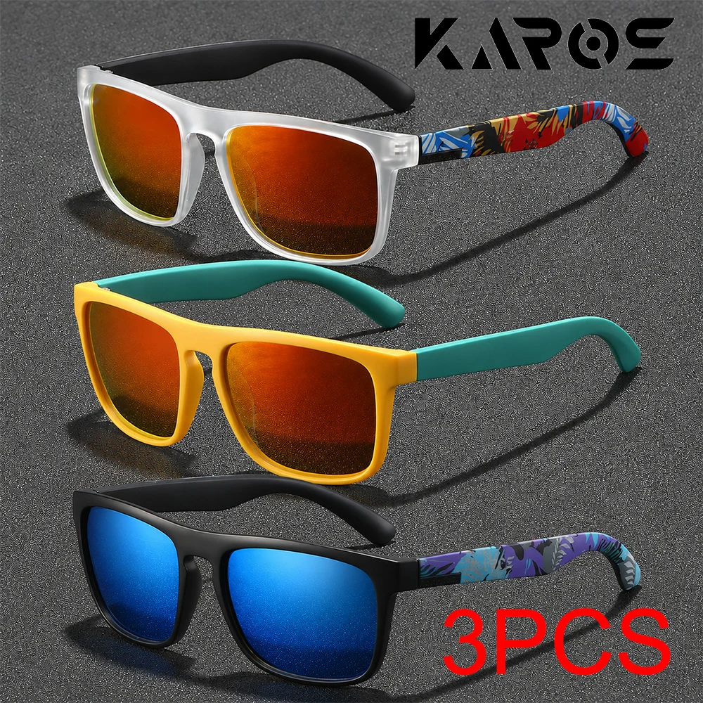 

3PCS/Set KAROS Polarized Sunglasses For Men/Women Camo Frame UV400 Protection for Driving Fishing Cycling