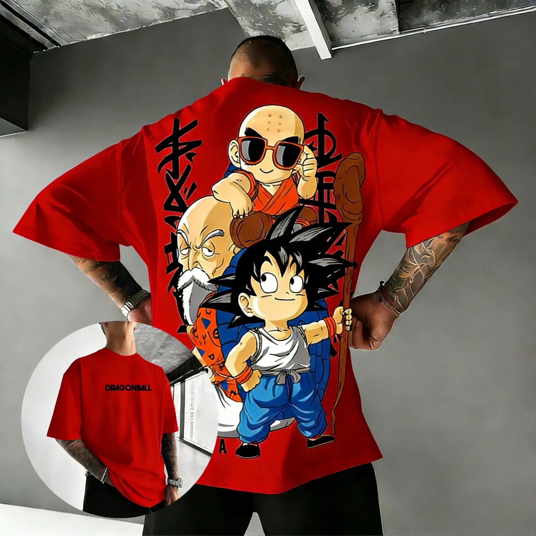 2026 Sommer Dragon Ball Retro Reine Baumwolle Fitness T-Shirt Herren Übergroßes Kurzarm Familien-Unisex Kinder Freizeithemd