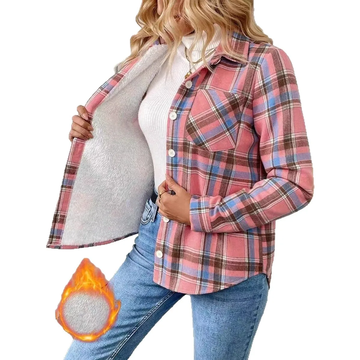 เสื้อคลุมลำลองลายสก็อตแบบหลวมสำหรับผู้หญิง คอลเลคชั่นฤดูหนาว 2025 รุ่นใหม่ สวมใส่สบาย