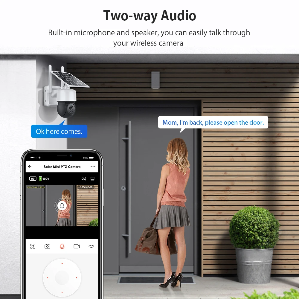 INQMEGA TUYA Solar PTZ IP Camera Outdoor Solar Panel Surveillance Security Camera Compatible with Alexa and Google Home Camera