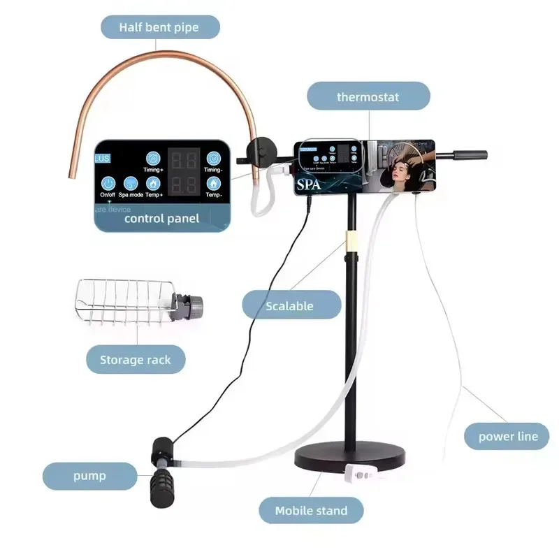 

New Design Intelligent Portable Movable Head Spa Equipment Water Circulation Massage Thermostatic Scalp Care Device