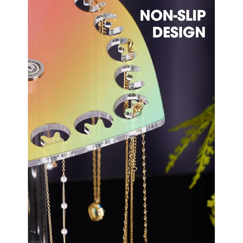For Acrylic Heart Necklace Display Stand, 360 Rotating Jewelry Organizer Rack For Earrings Bracelets Pendant Retail Showcase