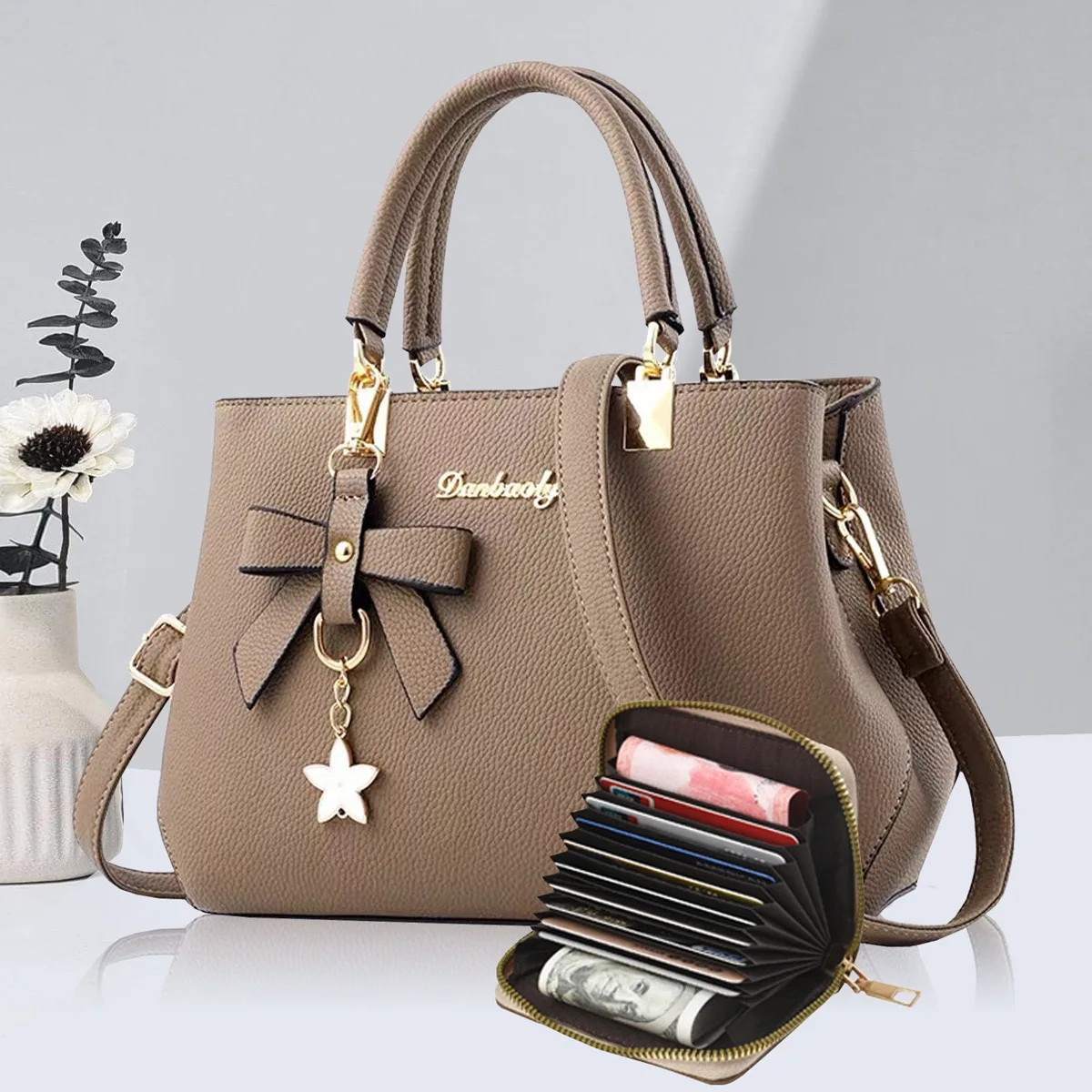 New Korean version trendy autumn and winter bow women's bag portable shoulder bag messenger bag killer bag mother bag large capa image 4