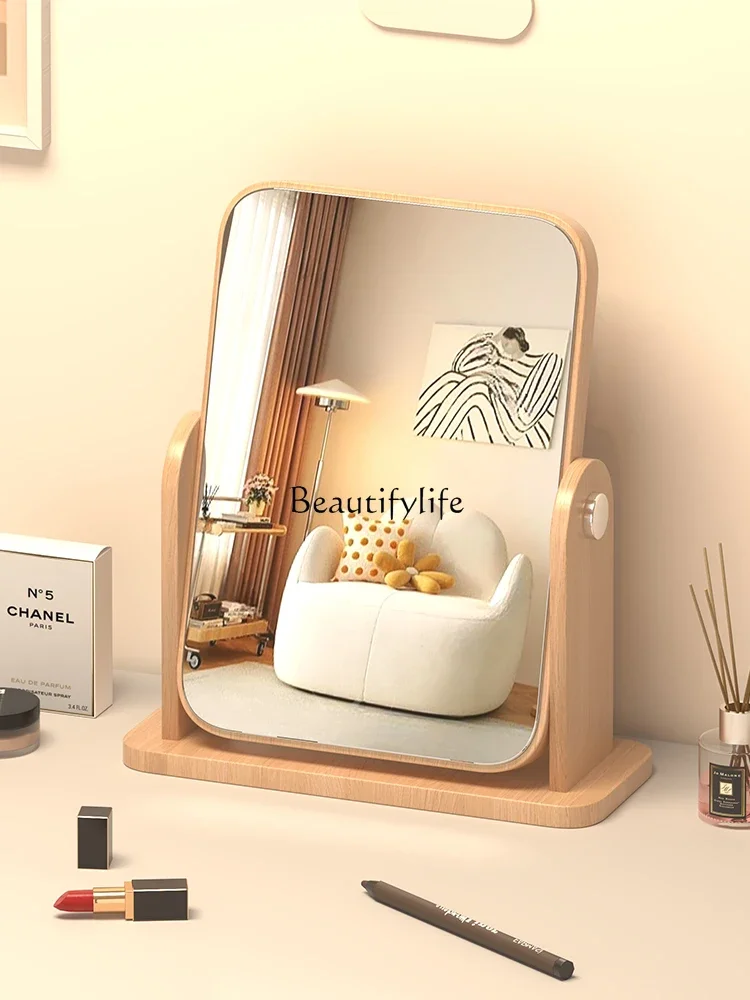 

Desktop Large Wooden Rotating Mirror, Student Dormitory, Bedroom, Household Dressing Mirror