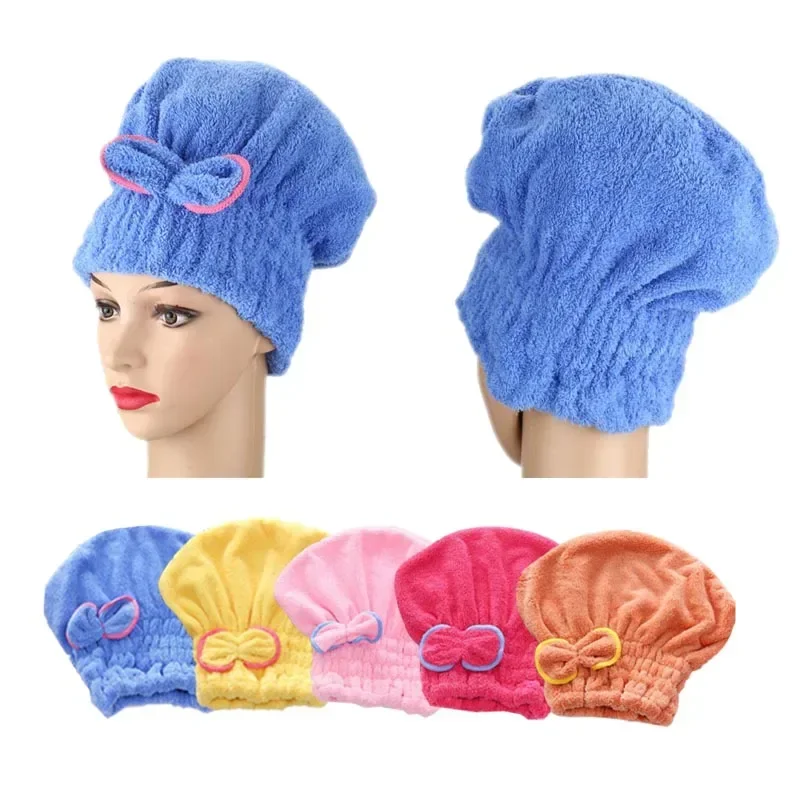 Microfibre Quick Hair Drying Bath Spa Bowknot Wrap Towel Hat Cap for Bath Bathroom Accessories Hair Bonnet for Sleeping