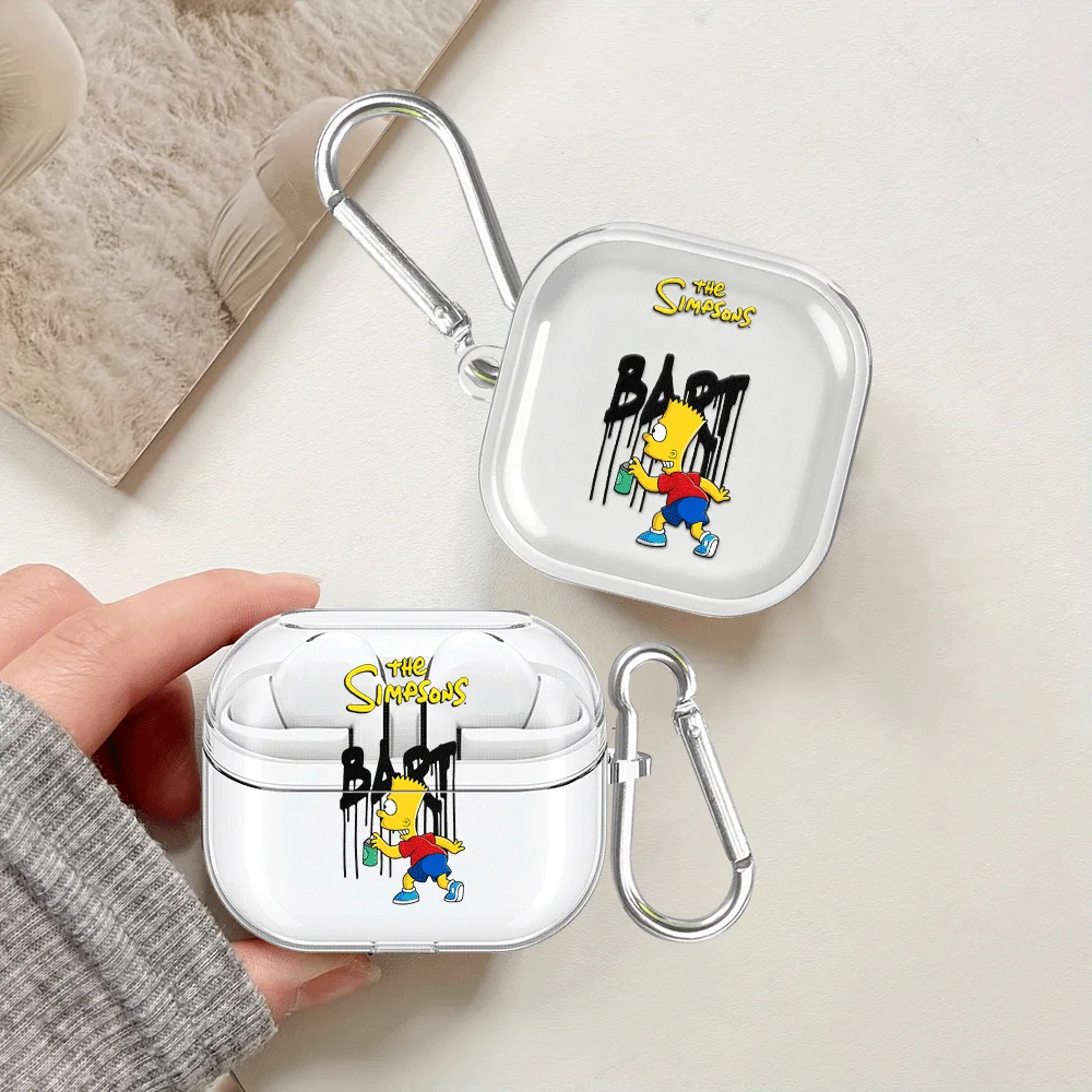 Fundas transparentes para auriculares con gancho para Samsung Galaxy Buds Live 3 FE 2 4 Pro 4Pro 3Pro 2Pro The Simpsons Bart