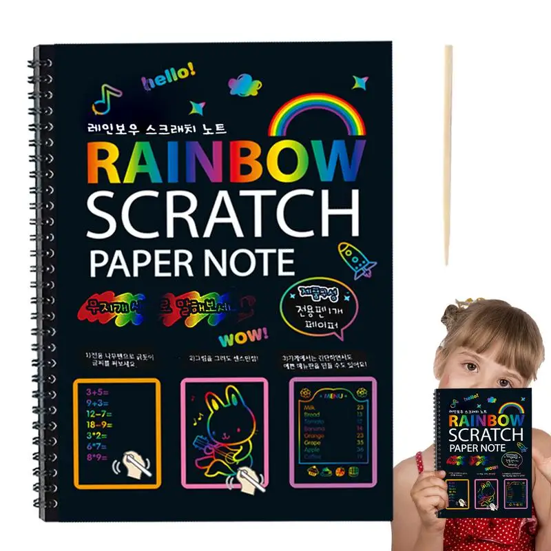 Scratch And Sketch Books Thickened Colorful Cardboard Scratch Book Educational Kids Art Book Multifunctional Painting Supplies