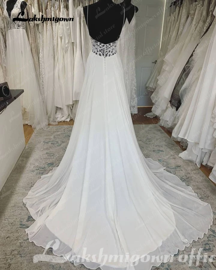 Lakshmigown Chiffon A Line Wedding Dress Beach Summer 2023 Abito Sposa Donna Elegant Bridal boho Gowns Lace Bodice