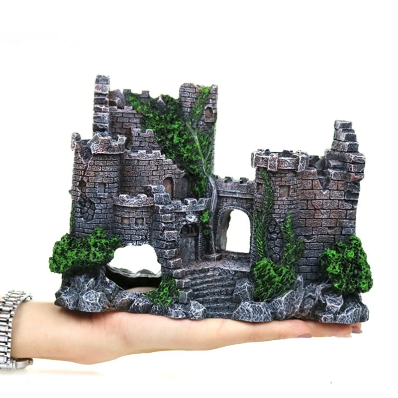 Aquariums Castle Decorations Fish Tanks Sinkable Decoration Aquatic Pet FishTanks Ancient Castle Cave House for Hideouts