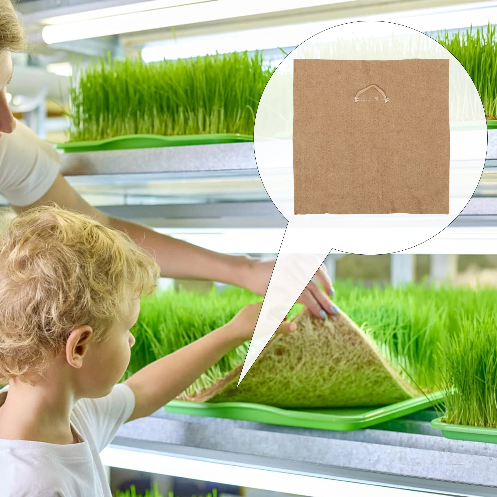 

4 Pcs Jute Growing Pad Moisturizing Paper for Tray Mats Microgreens Germination Seeding Tray Pads Square Watering Grow