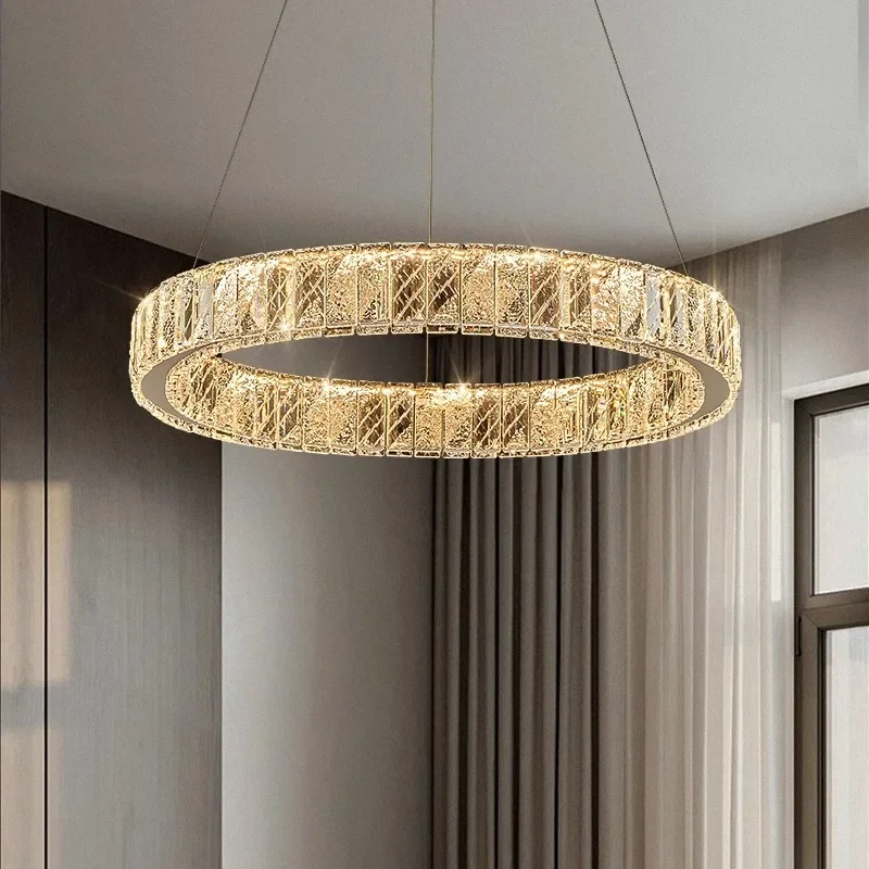 Light Luxury Hotel Living Room Main Light Modern Crystal Villa Balcony Dining Room Circular Bedroom Light Study Decorative LED