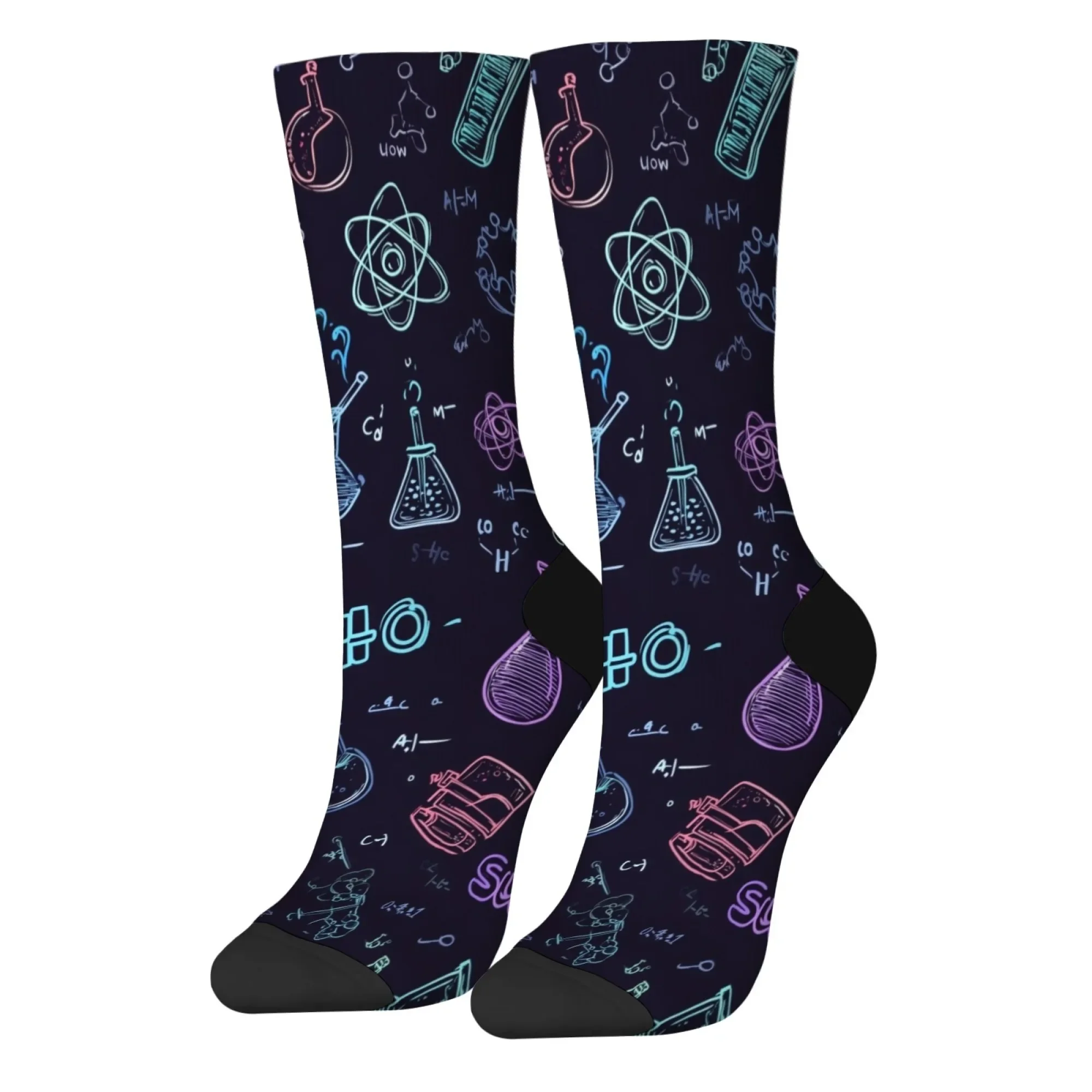 Scientific Experiment Element Style Men's Socks Novelty Scientific Research Theme Harajuku Retro Compression Socks Party Gift