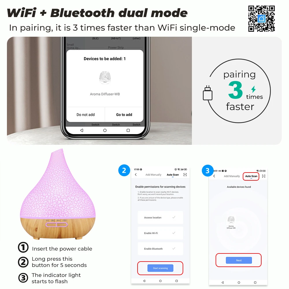 WiFi Smart 400ML Electric Aroma Diffuser Essential Oil Diffuser Air Humidifier Ultrasonic Remote Control Mist Maker Home