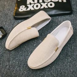 New Men Shoes Hemp Breathable Men Casual Shoes Driving Men Soft Comfortable Loafers Brand Fashion Half Slippers Flats 2024