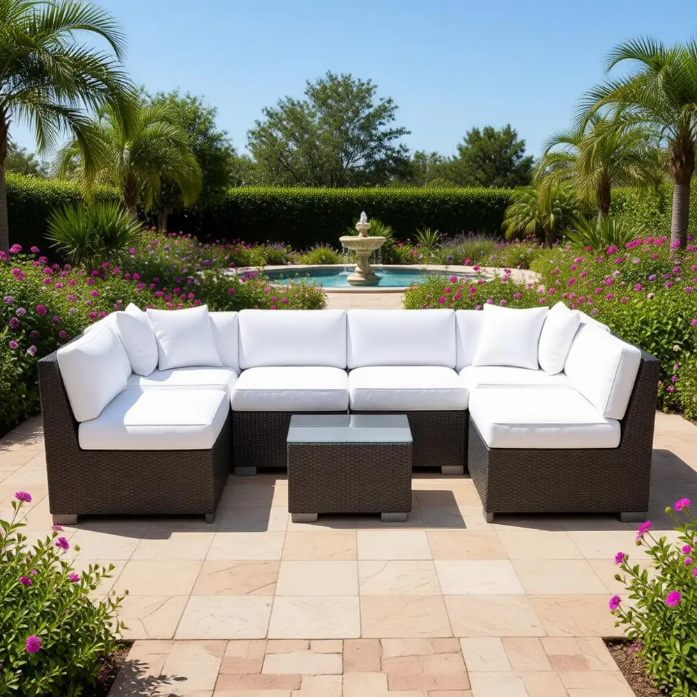 

Brown Heavy-Duty Outdoor Patio Furniture Cover for Sectional Sofa Set, Wicker Rattan Table and Chairs, 108L×82W×28H