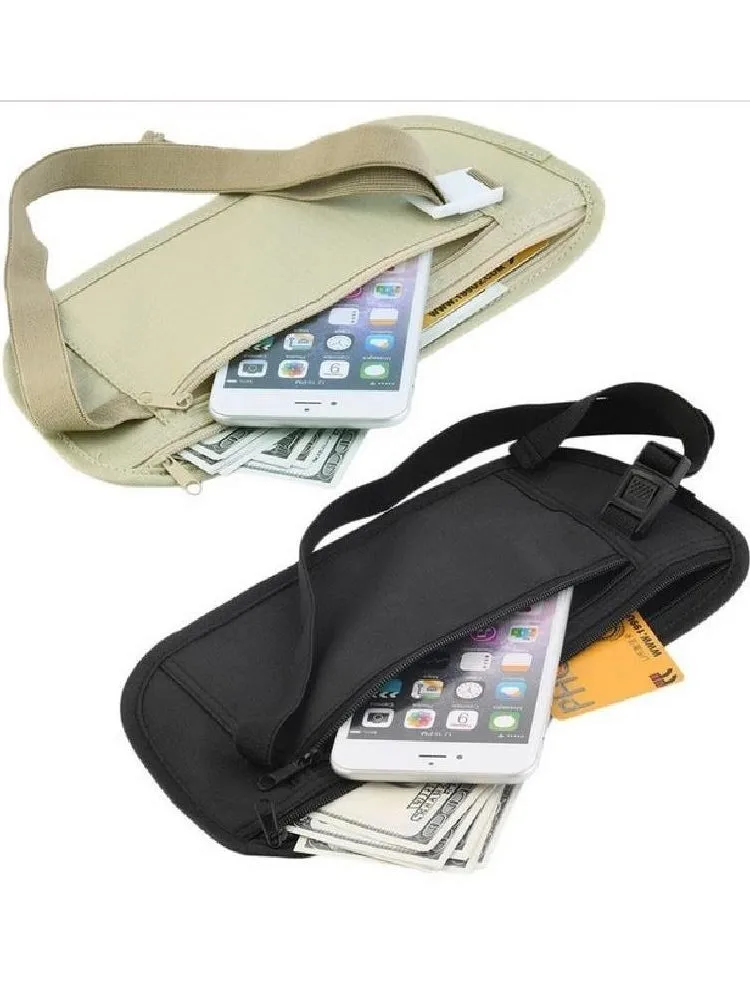 Sac de taille invisible pour la course à pied, poche de voyage pour passeport, sac banane pour argent, portefeuille de sécurité caché, sac cadeau pour argent