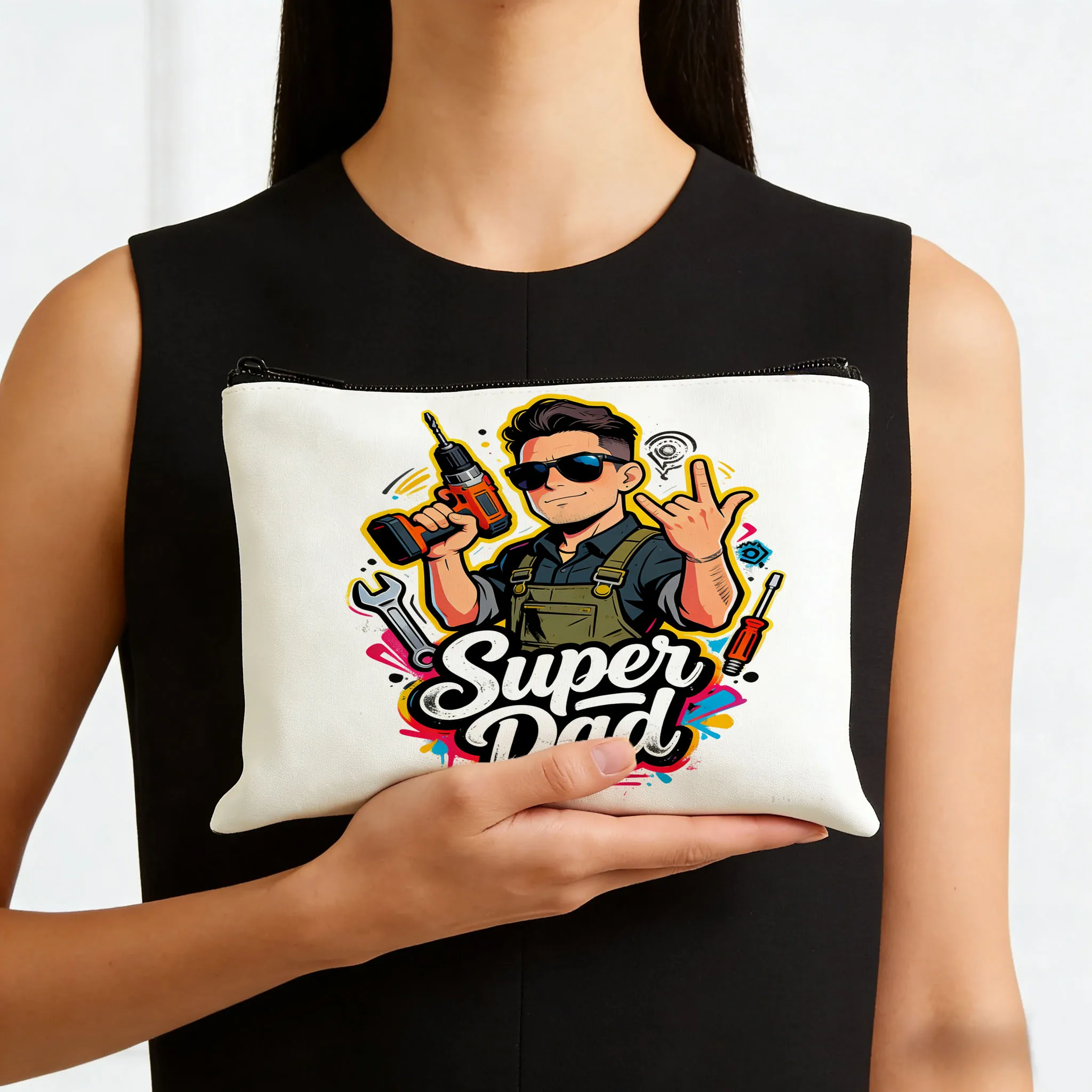 

1 шт. холщовая сумка на тему Дня отца с креативными узорами, хранилище для косметики, мелочи, сумка для ключей, холщовая сумка в подарок на День отца