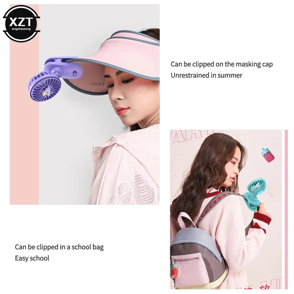 Mini Cartoon Clip Fan USB Charging Ultra-quiet Large Wind High Quality Portable Desktop Cooling Ventilador