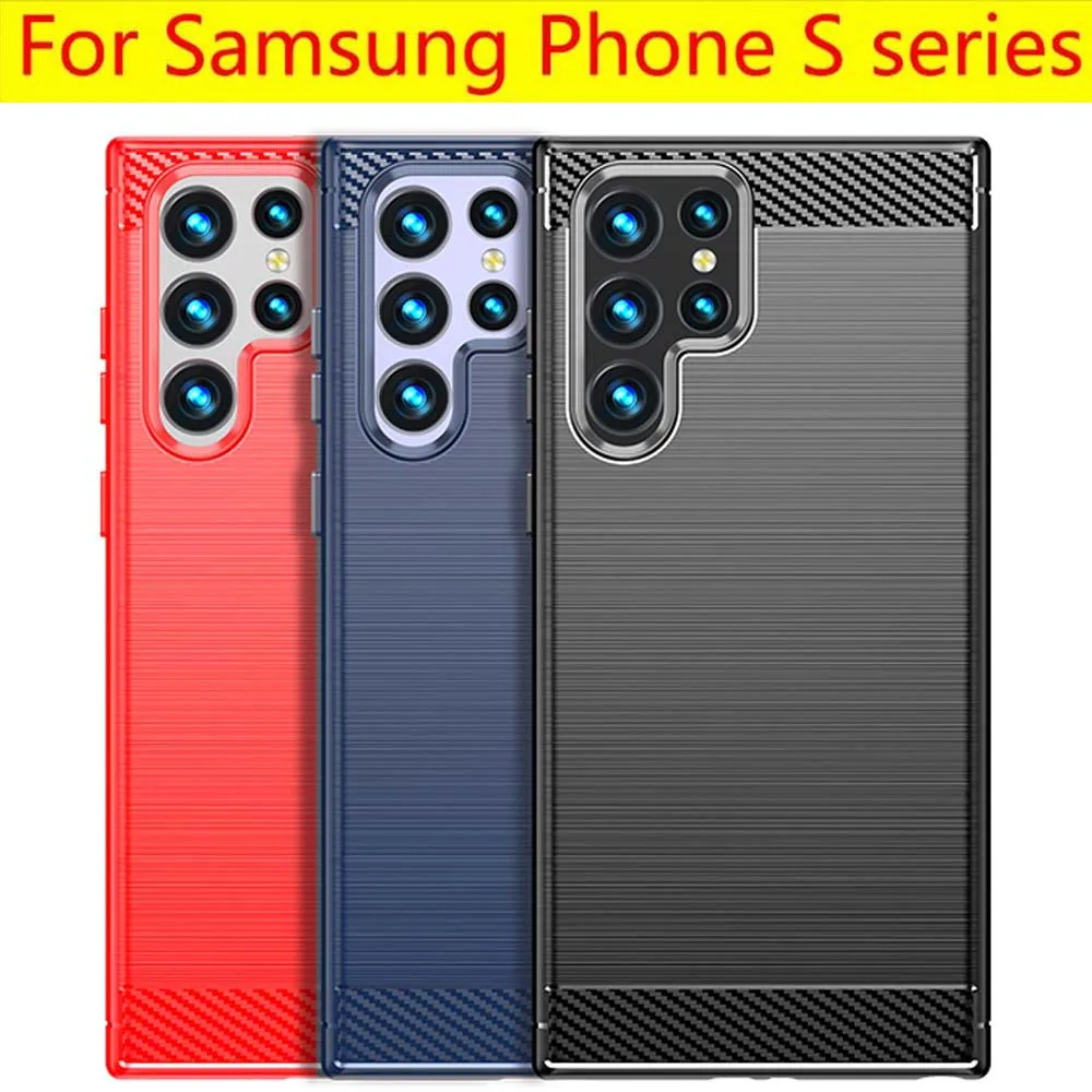 Szczotkowane etui do Samsung S Series S24 S 24 23 22 21 Ultra Plus FE 5G wstrząsoodporna miękka osłona z TPU