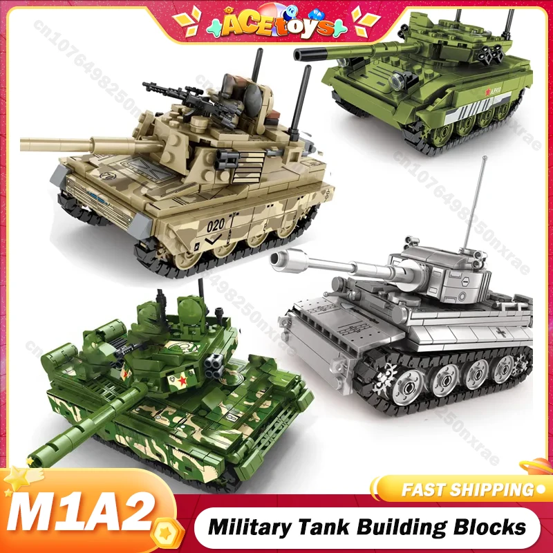 

Military M1A2 Tank Building Blocks Mini Bricks Heavy Tanks Assembled Military DIY Transport Toy Models Kids Children Toys Gifs