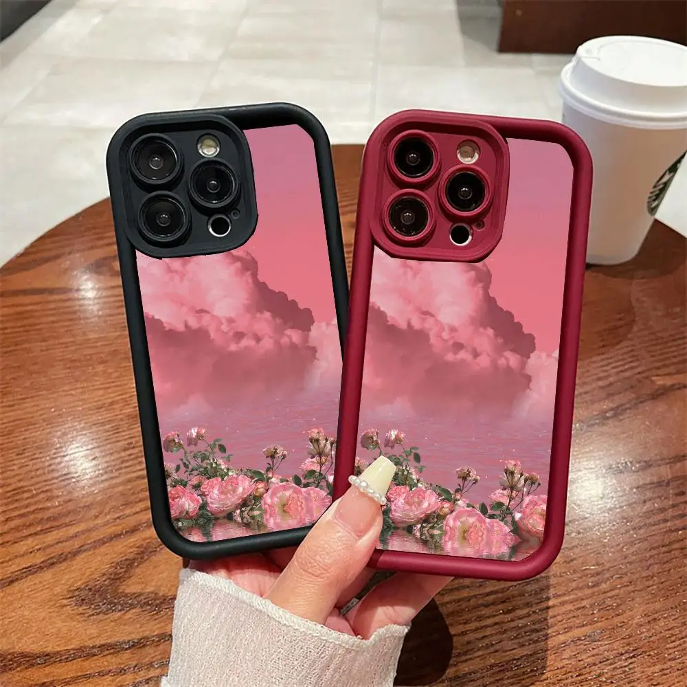 

Pink flowers Matte Phone Case For iPhone 17 Pro Max Case iPhone 17 13 15 16 11 14 12 Pro XR 7 8 Plus SE Back Cover