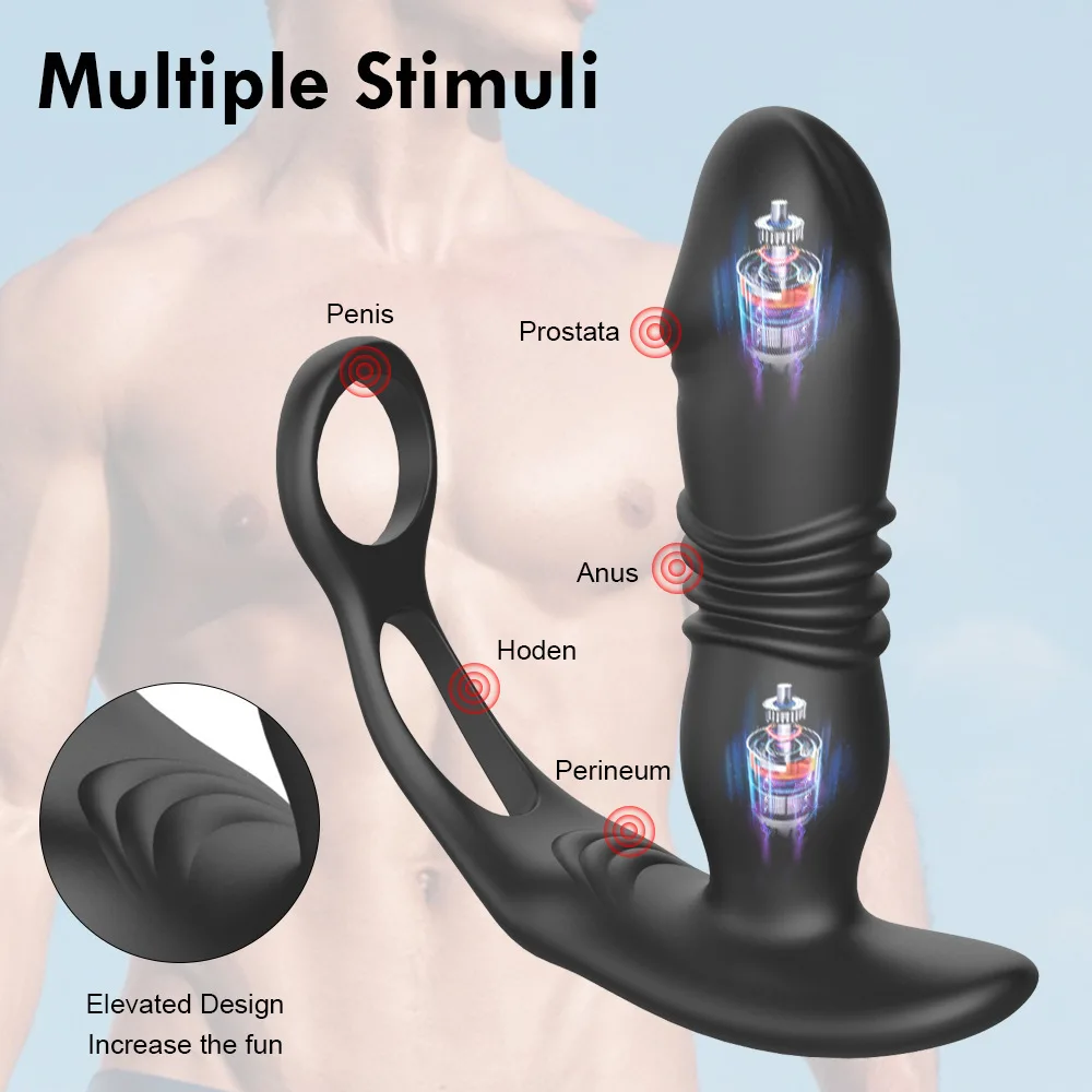 3 In 1 Anal Vibrator Prostate Massager Butt Plug Dual Penis Cock Ring Delay Ejeculation Sex Toys Dildos for Men