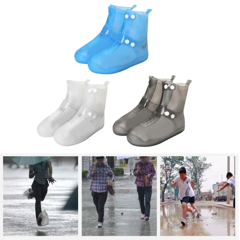 

Retail 1 Pair Waterproof Protector Shoes Cases Unisex Buckle Rain Shoes Covers High-Top Anti-Slip Thicken Rain Shoes Boot Cover