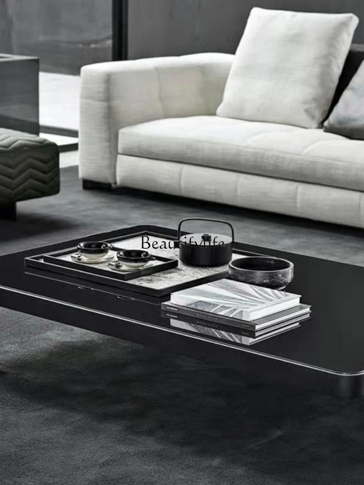 Italian marble coffee table square tempered exquisite glass stool stainless steel tea table