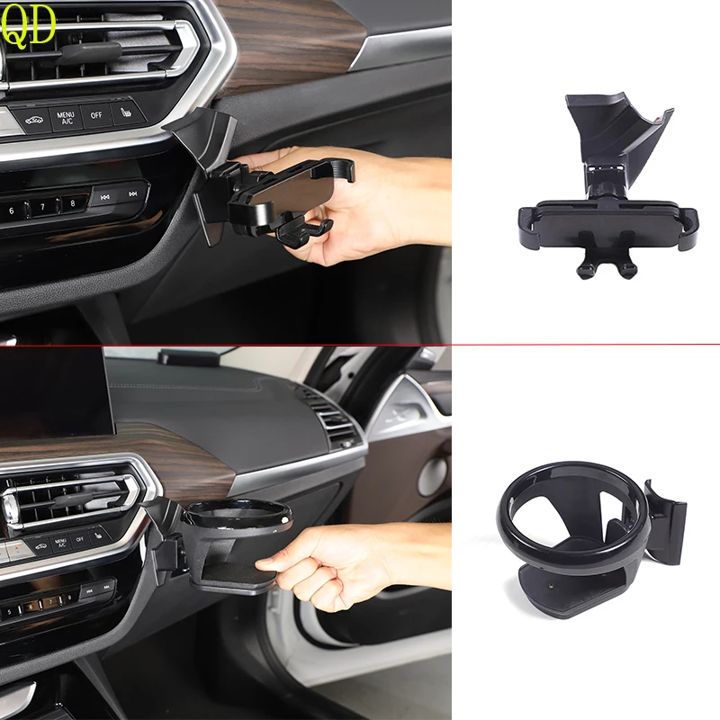 

For BMW X3 X4 G01 G02 2022-2025 Black car center control air outlet side mobile phone holder water cup holder auto accessories