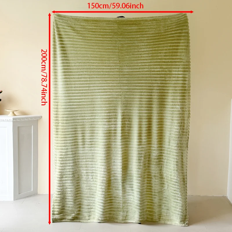 1 Green Elegant Check Knit Blanket - Warm and cozy for all seasons, hypoallergenic faux rabbit fur for a cozy feel