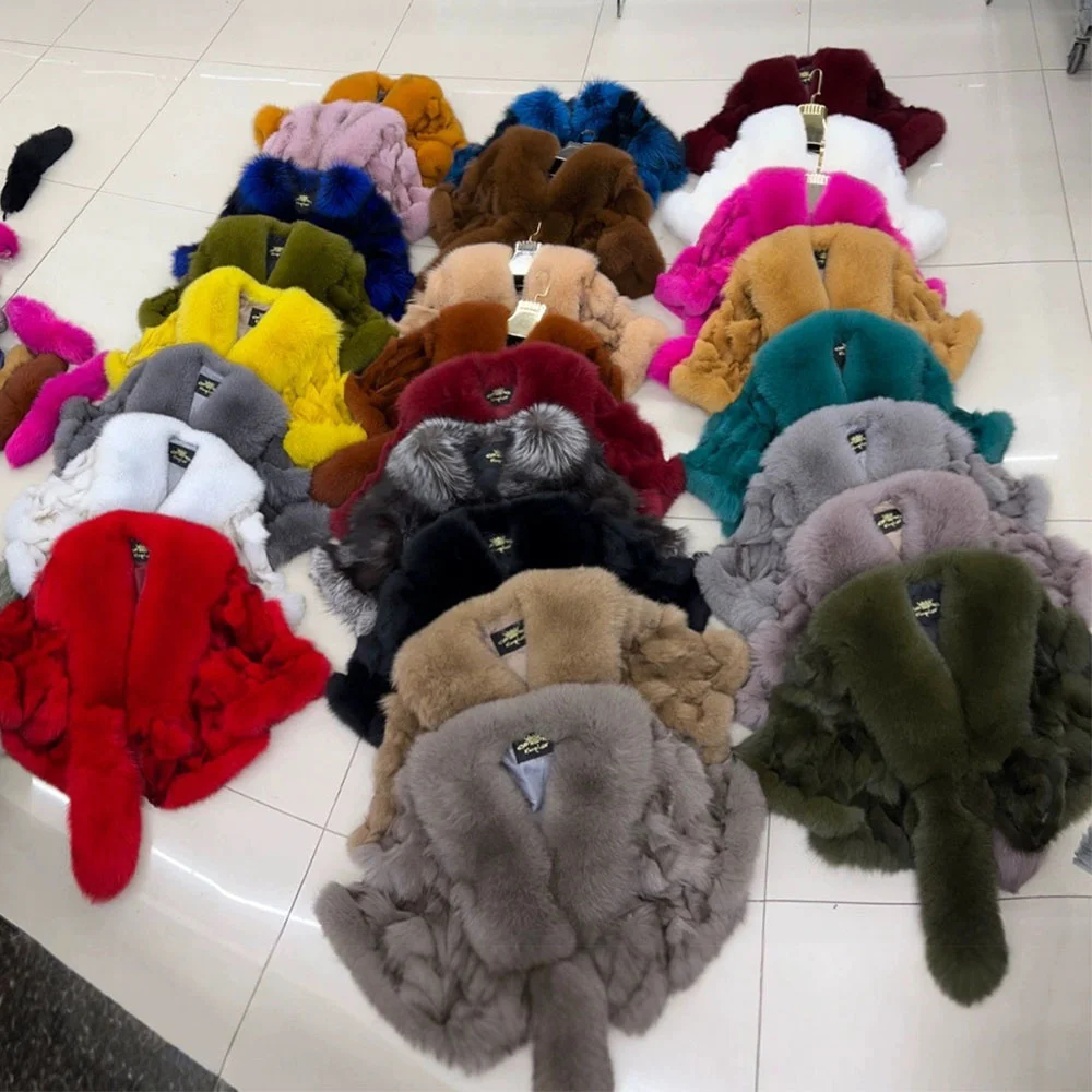 Natural Fox Fur Coat Woman Luxury Real Fur Jackets y2k Woman Fur Jacket with Fur Collar Tail Warm Women's Winter Jackets Clothes